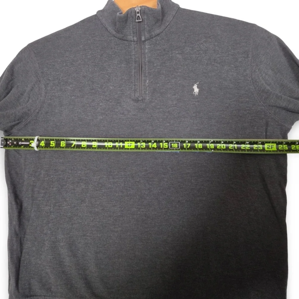 Polo Ralph Lauren Mens XL Charcoal Gray Quarter Zip Jersey Knit Pullover Sweater